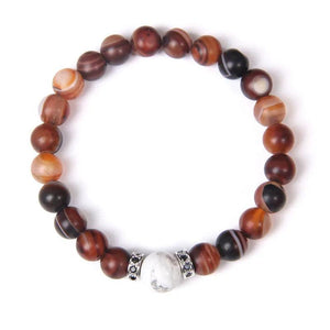 Coffee Stripe Agates Gem Stone Bracelet for Women Men