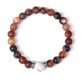 Coffee Stripe Agates Gem Stone Bracelet for Women Men