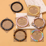 8mm Natural Stone Beaded Bracelets for Lover Dad Mother Gems Bracelet With Card