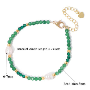Natural Crystal Stone Bracelet Freshwater Pearl Charm Bracelet