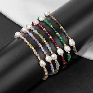 Natural Crystal Stone Bracelet Freshwater Pearl Charm Bracelet