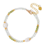 Natural Crystal Stone Bracelet Freshwater Pearl Charm Bracelet