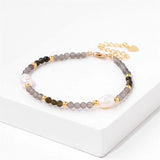 Natural Crystal Stone Bracelet Freshwater Pearl Charm Bracelet