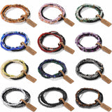 3pc 4mm Gem Beads Bracelet Set Crystal Agates Bangles Wish Tag Men Jewelry