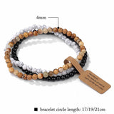 3pc 4mm Gem Beads Bracelet Set Crystal Agates Bangles Wish Tag Men Jewelry