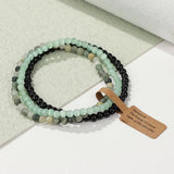 3pc 4mm Gem Beads Bracelet Set Crystal Agates Bangles Wish Tag Men Jewelry