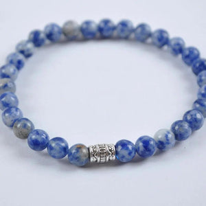 6MM Stone Bead GEM Tibetan Silver Bracelet Stretch Jewelry Gift
