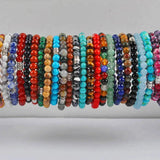 6MM Stone Bead GEM Tibetan Silver Bracelet Stretch Jewelry Gift