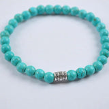 6MM Stone Bead GEM Tibetan Silver Bracelet Stretch Jewelry Gift