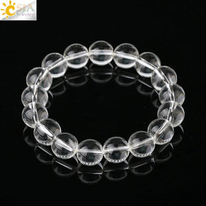 CSJA 12mm Clear Quartz Rock Crystal Beads Bracelet Energy Healing