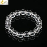CSJA 12mm Clear Quartz Rock Crystal Beads Bracelet Energy Healing