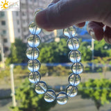 CSJA 12mm Clear Quartz Rock Crystal Beads Bracelet Energy Healing