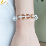 CSJA 12mm Clear Quartz Rock Crystal Beads Bracelet Energy Healing