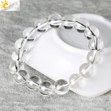 CSJA 12mm Clear Quartz Rock Crystal Beads Bracelet Energy Healing