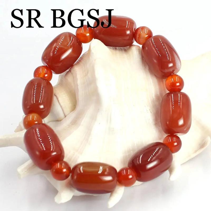 Natural Red Agat Women Adjustable Stretchy Prayer Beads Bracelet