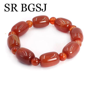 Natural Red Agat Women Adjustable Stretchy Prayer Beads Bracelet