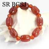 Natural Red Agat Women Adjustable Stretchy Prayer Beads Bracelet