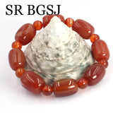 Natural Red Agat Women Adjustable Stretchy Prayer Beads Bracelet