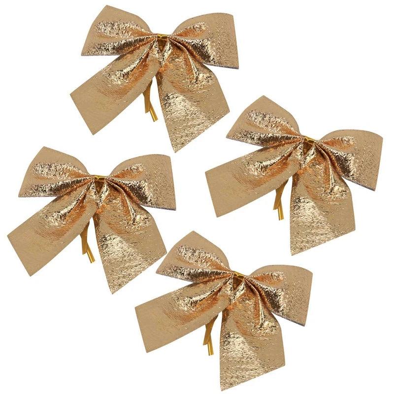 72Pcs Bow Butterfly Christmas Tree Decoration Ornament Gold