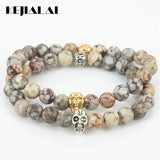 Men Charm Stretch Bracelet Maifanite Stone Beads Women Bracelet