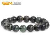 Dark Rhyolite Kambaba Jaspers Round Beaded Bracelet 7Inches