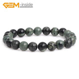 Dark Rhyolite Kambaba Jaspers Round Beaded Bracelet 7Inches