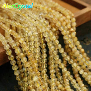 Rutilated Quartz Loose Bead Bracelet DIY Golden Hair Crystal
