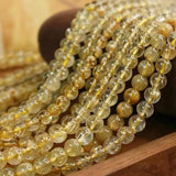 Rutilated Quartz Loose Bead Bracelet DIY Golden Hair Crystal