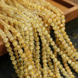 Rutilated Quartz Loose Bead Bracelet DIY Golden Hair Crystal