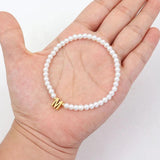 Stainless Steel Initial Letter Bracelet with Pearl Bead for Women