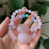 8MM Pink Quartz Strand Bracelets Reiki Healing Charm
