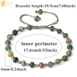 CSJA Stone Bead Bracelet 6mm Crystal Quartz Gray Rope Women Healing Jewelry