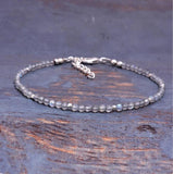 Dainty Labradorite Bracelet, Grey Gemstone, Flashy Labradorite