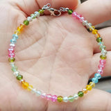 Dainty Labradorite Bracelet, Grey Gemstone, Flashy Labradorite