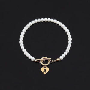 A-Z Heart Initial Letter Bracelet Toggle Clasps Bead Bracelet