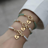 A-Z Heart Initial Letter Bracelet Toggle Clasps Bead Bracelet