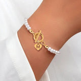 A-Z Heart Initial Letter Bracelet Toggle Clasps Bead Bracelet