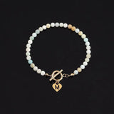 A-Z Heart Initial Letter Bracelet Toggle Clasps Bead Bracelet