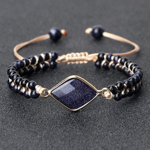 Sandstone Tibetan Buddha Bracelet - Natural Stone Charm Bangle