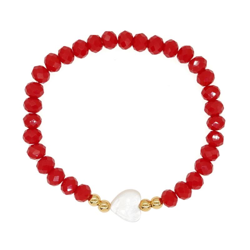 Red&Pink Crystal Bead Heart Bracelet for Women