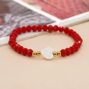 Red&Pink Crystal Bead Heart Bracelet for Women