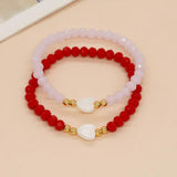 Red&Pink Crystal Bead Heart Bracelet for Women