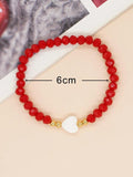 Red&Pink Crystal Bead Heart Bracelet for Women