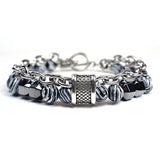 Natural Stone Beads Stainless Steel Bracelet Men Women Hiphop Jewelry
