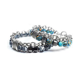 Natural Stone Beads Stainless Steel Bracelet Men Women Hiphop Jewelry