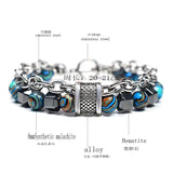 Natural Stone Beads Stainless Steel Bracelet Men Women Hiphop Jewelry