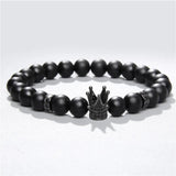 Micro Pave CZ King Crown Bracelet Men's Stone Bead Jewelry