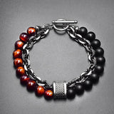 Natural Stone Beads Stainless Steel Bracelet Men Women Jewelry