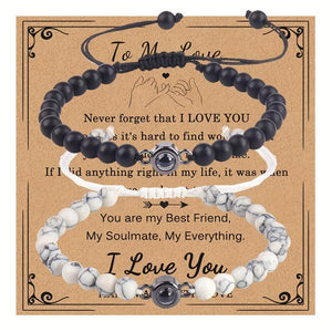 Turquoise Beaded Bracelet for Couple Energy