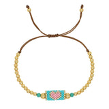 Love Heart Charm Golden Bead Bracelet - Boho Beaded Bracelet for Women